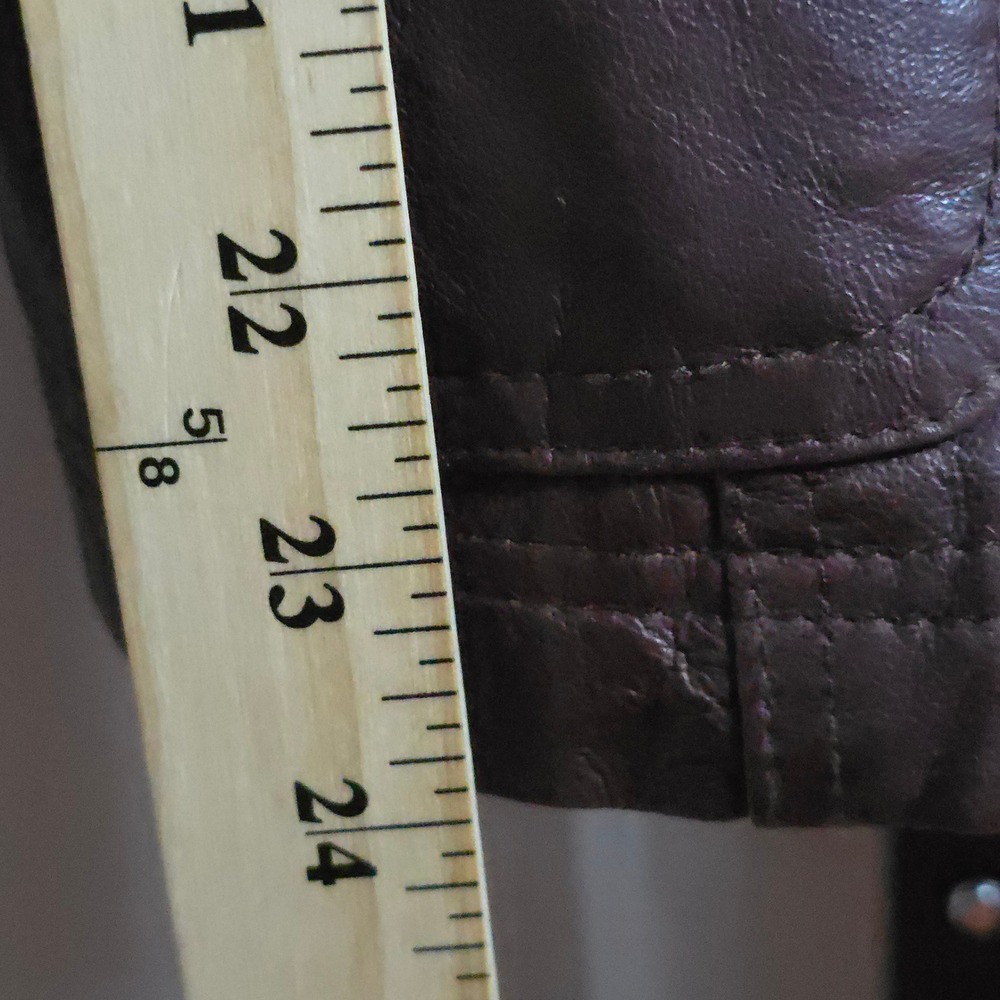 Kenneth Cole Reaction Brown Leather Jacket Women's Medium Belted Moto Zip Cuffs - Picture 10 of 15
